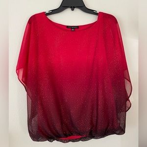 Sara Michelle Tops | Sara Michelle Top Red Black Ombre Sparkes Shimmer